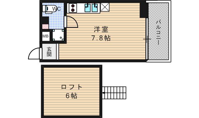 是空NAMBA NISHI(ワンルーム/8階)の間取り写真