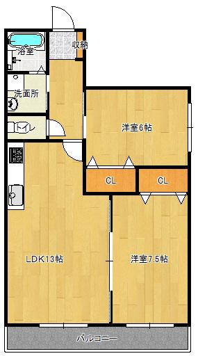 マノアクレール(2LDK/3階)の間取り写真
