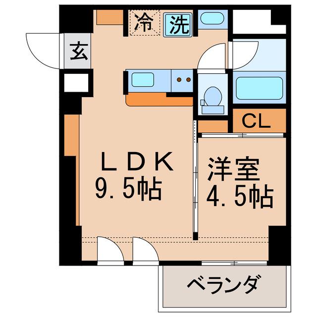 コリドール錦(1LDK/4階)の間取り写真