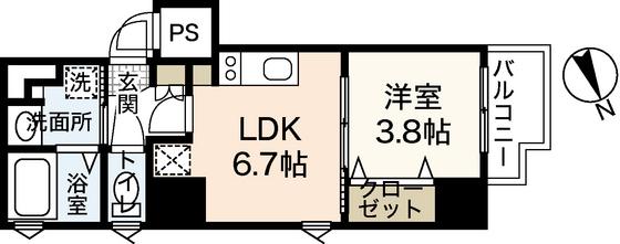 KATAYAMABLDG25(1LDK/7階)の間取り写真