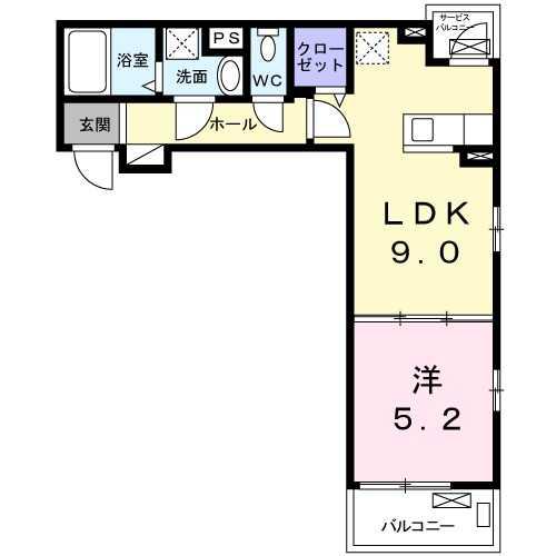 アルカンシエル イースト(1LDK/1階)の間取り写真