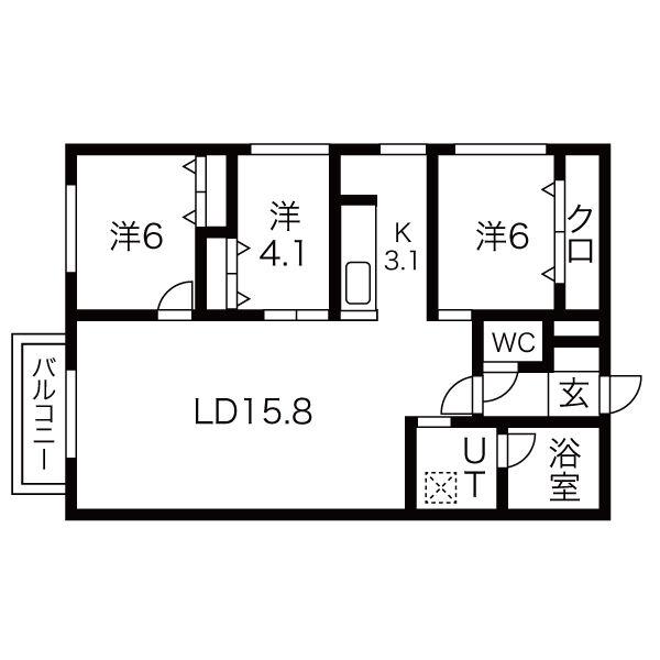LOTUS イースト(3LDK/2階)の間取り写真