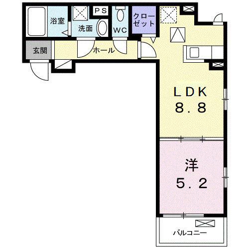 アンジュ(1DK/1階)の間取り写真