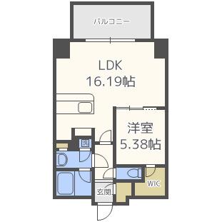 ROPPONMATSU VIEW APARTMENT(1LDK/14階)の間取り写真