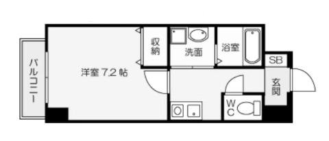 BERGAMOTTO三萩野(1K/6階)の間取り写真