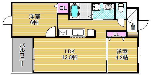 アクヘドール カーサ(2LDK/1階)の間取り写真