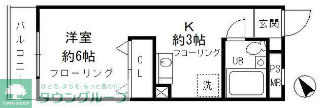 昭島コートエレガンスB(1K/2階)の間取り写真