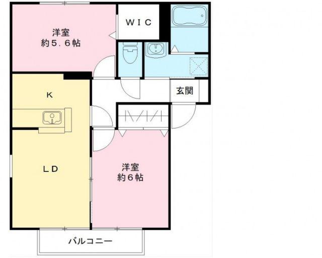 グレースハイツ B(2DK/1階)の間取り写真