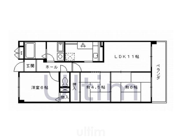 ユニライフ宇治六番館(3LDK/4階)の間取り写真