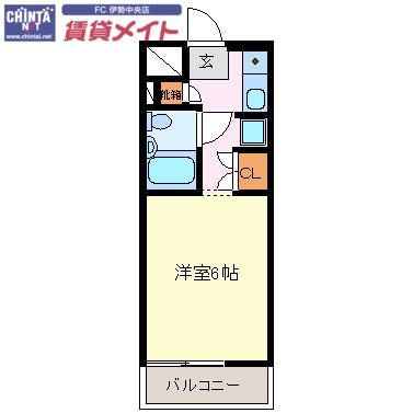 常磐レジデンス(ワンルーム/2階)の間取り写真