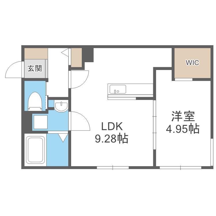 アーバス南円山(1LDK/2階)の間取り写真