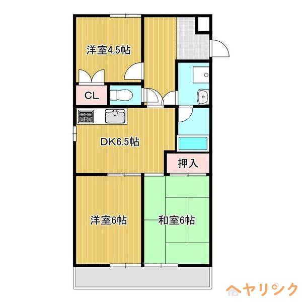 ハイツ浅井(3DK/3階)の間取り写真