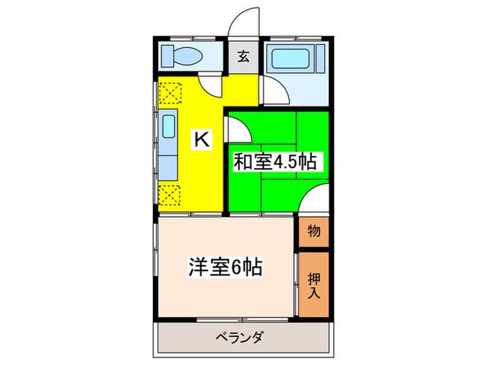 木の実ハイツ(2K/1階)の間取り写真