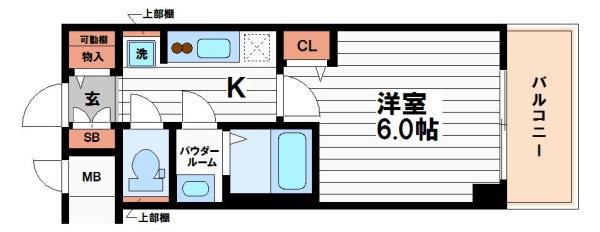 プレサンス松屋町ヴィゴラス(1K/3階)の間取り写真