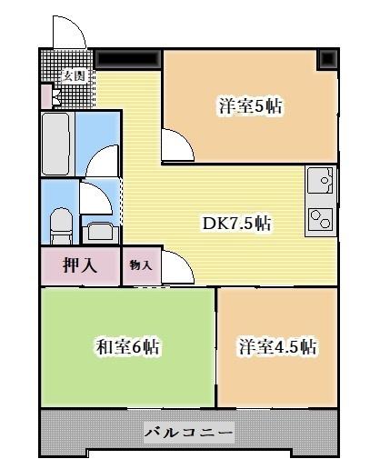 クリーンビル(3DK/5階)の間取り写真