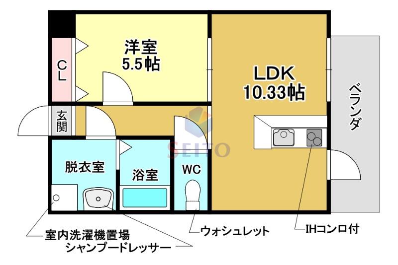 レジデンス稲津(1LDK/1階)の間取り写真