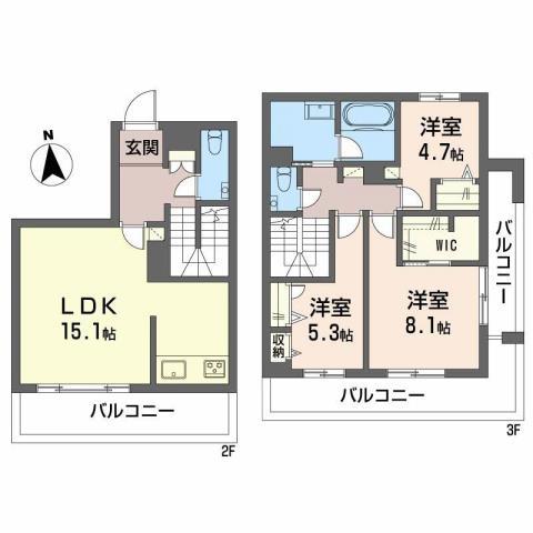 シャーメゾンLUCIE(3LDK/2階)の間取り写真