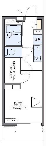 レオパレスエクレールK下大槻(1K/1階)の間取り写真