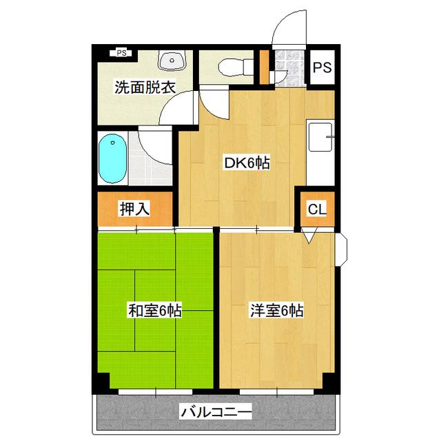 カームクリークQ(2DK/3階)の間取り写真