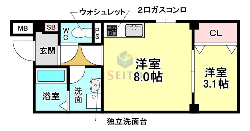 ARCA豊中曽根(1LDK/1階)の間取り写真
