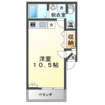 M103(ワンルーム/3階)の間取り写真