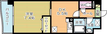 ベイプレイス小倉(1DK/3階)の間取り写真