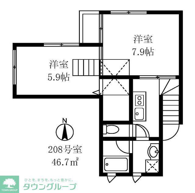 パームグローブ(2K/2階)の間取り写真