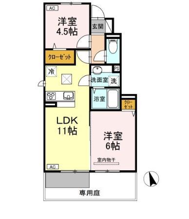 サンハートピア C棟(2LDK/1階)の間取り写真