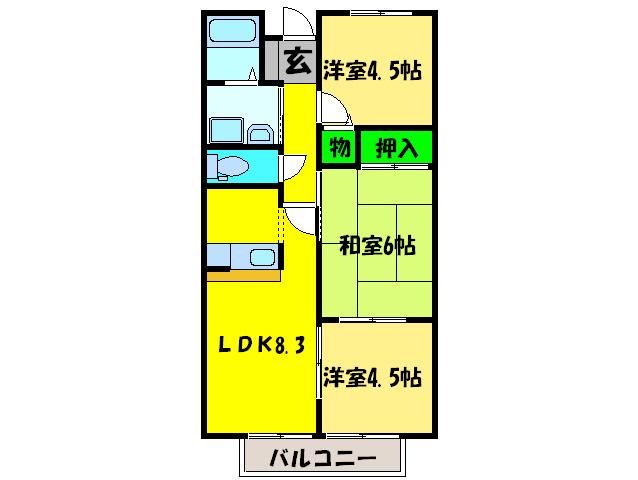 グランビューM(3LDK/1階)の間取り写真