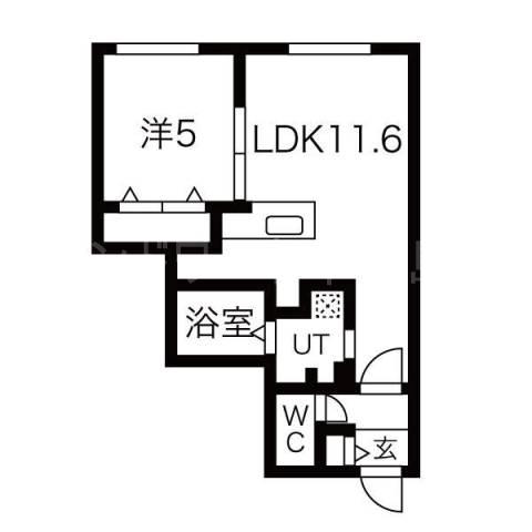 ブランシャールTSCOURT 発寒(1LDK/4階)の間取り写真