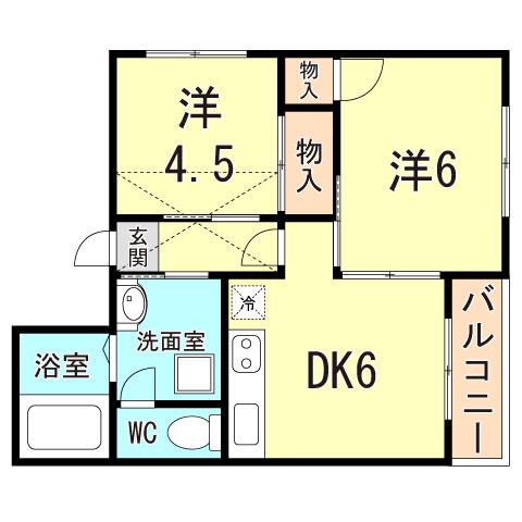 スターヒルズマンション(2DK/4階)の間取り写真