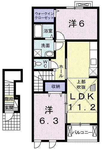 ラーバンヒルズ(2LDK/2階)の間取り写真