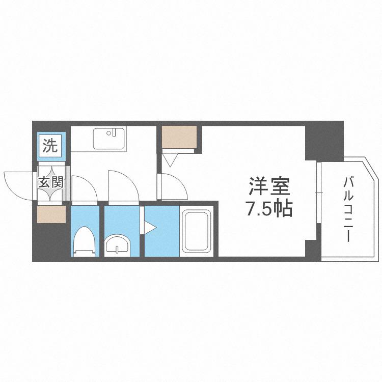 リッツ難波南II(1K/4階)の間取り写真