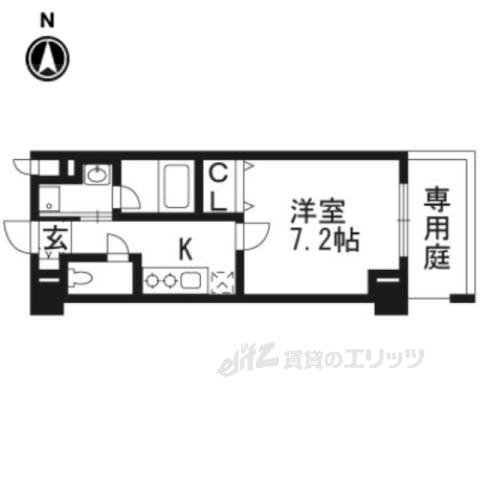 アスヴェル京都東寺前Ⅱ(1K/1階)の間取り写真