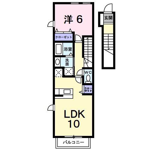サニーグランツA(1LDK/2階)の間取り写真