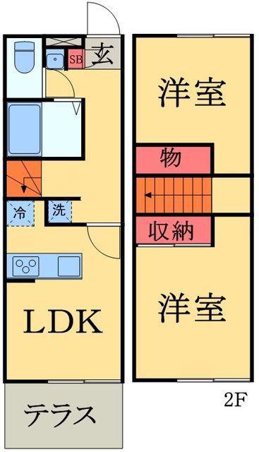 LPおゆみ野B(2DK/1階)の間取り写真
