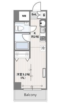 アニシィー新城(ワンルーム/2階)の間取り写真