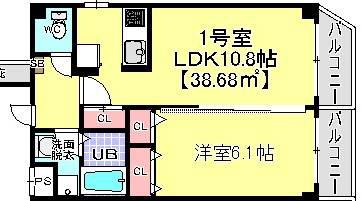 プランドール(1LDK/2階)の間取り写真