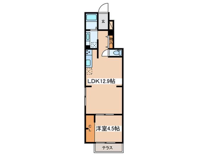 グラナーデ成城学園前B(1LDK/1階)の間取り写真