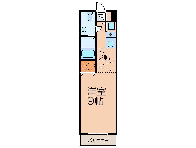 シャレー柿原(1K/2階)の間取り写真