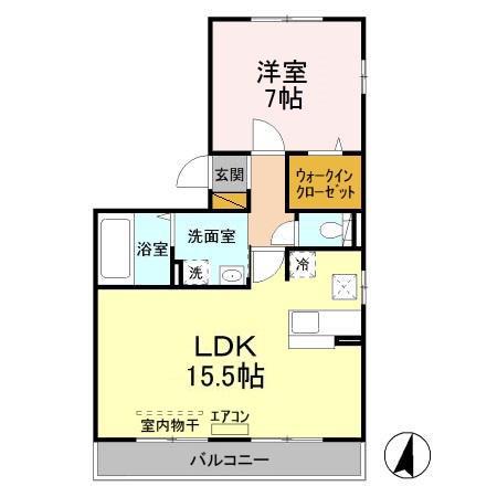 レスペート柏の葉(1LDK/1階)の間取り写真