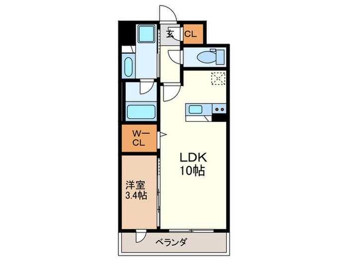 アトリオフラッツ井尻(1LDK/6階)の間取り写真