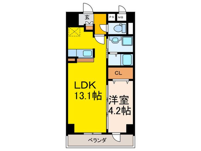 パークサイド宝塚(1LDK/1階)の間取り写真