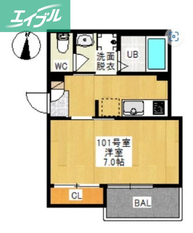 REGALEST 下中野(1K/2階)の間取り写真