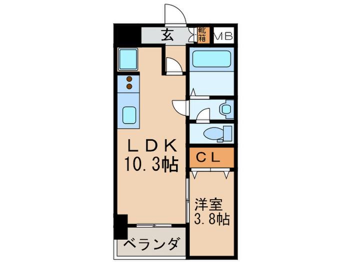 フロリアードもとやま(1LDK/1階)の間取り写真