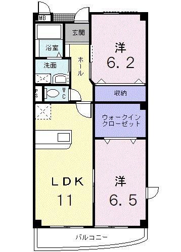 グランコート(2LDK/1階)の間取り写真