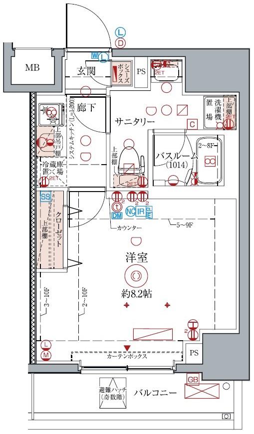 クレヴィスタ中野新橋(1K/7階)の間取り写真