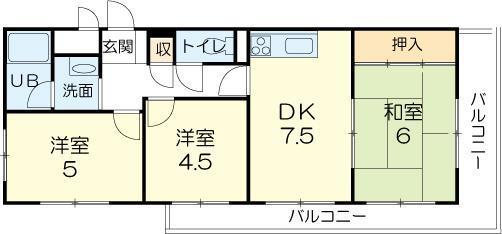 ロイヤルコーポ姫路(3DK/4階)の間取り写真