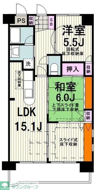 ルネスレヴール(2LDK/1階)の間取り写真