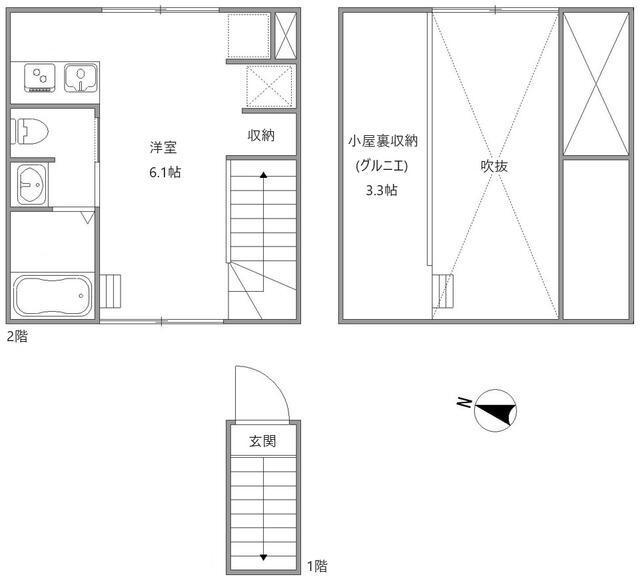 グランシャレー梅島II(ワンルーム/2階)の間取り写真
